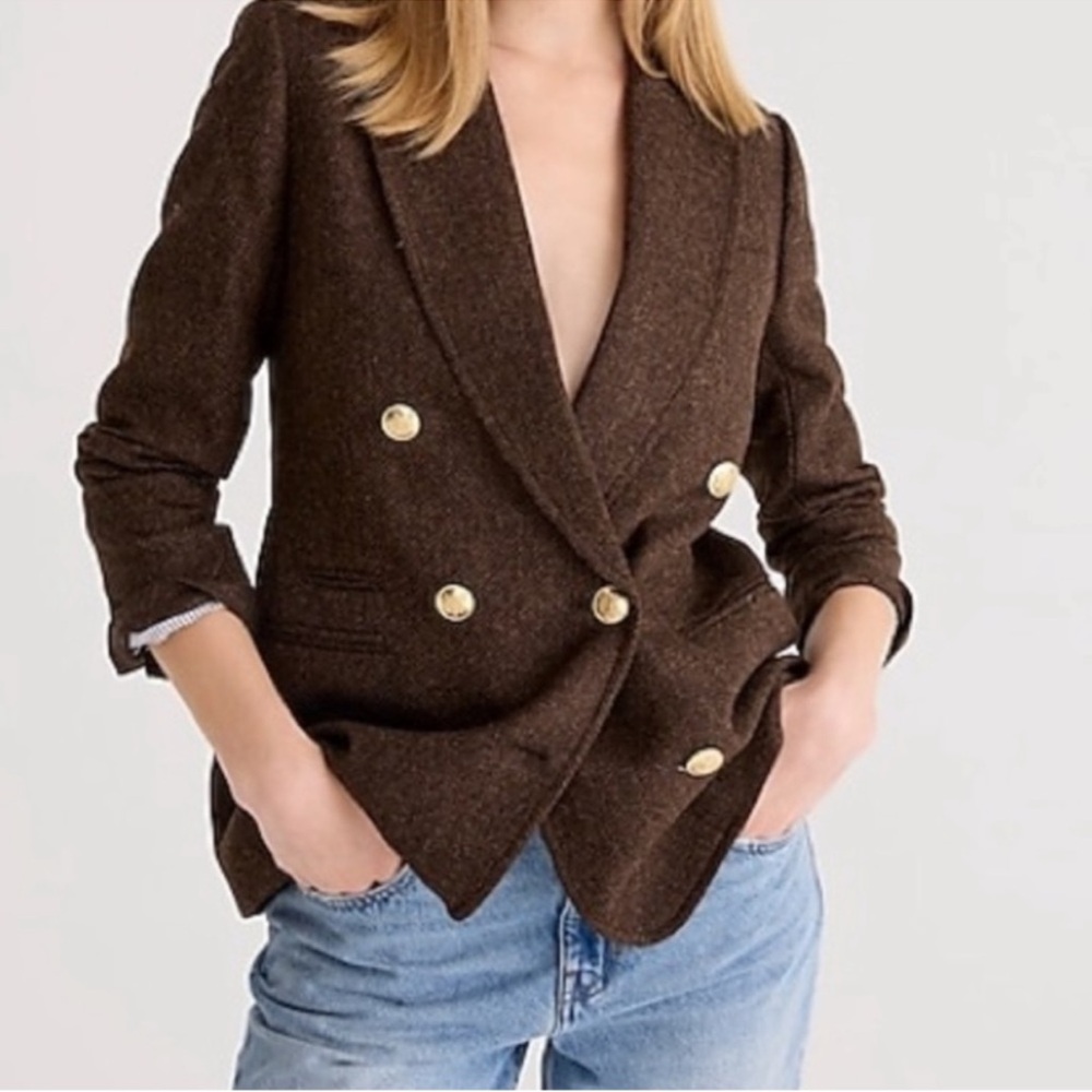 J. Crew RETAIL Bristol blazer in chocolate herringbone wool